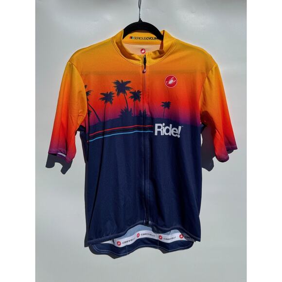 Castelli Serious Cycling Jersey Mens 2XL Full Zip Palm Ride Lightweight - Picture 1 of 12